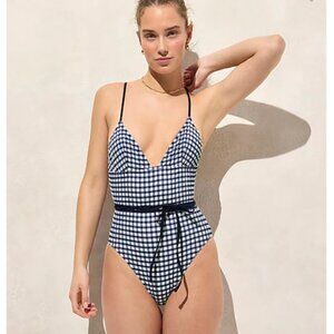 J. Crew Black and White Gingham One Piece Swimsuit